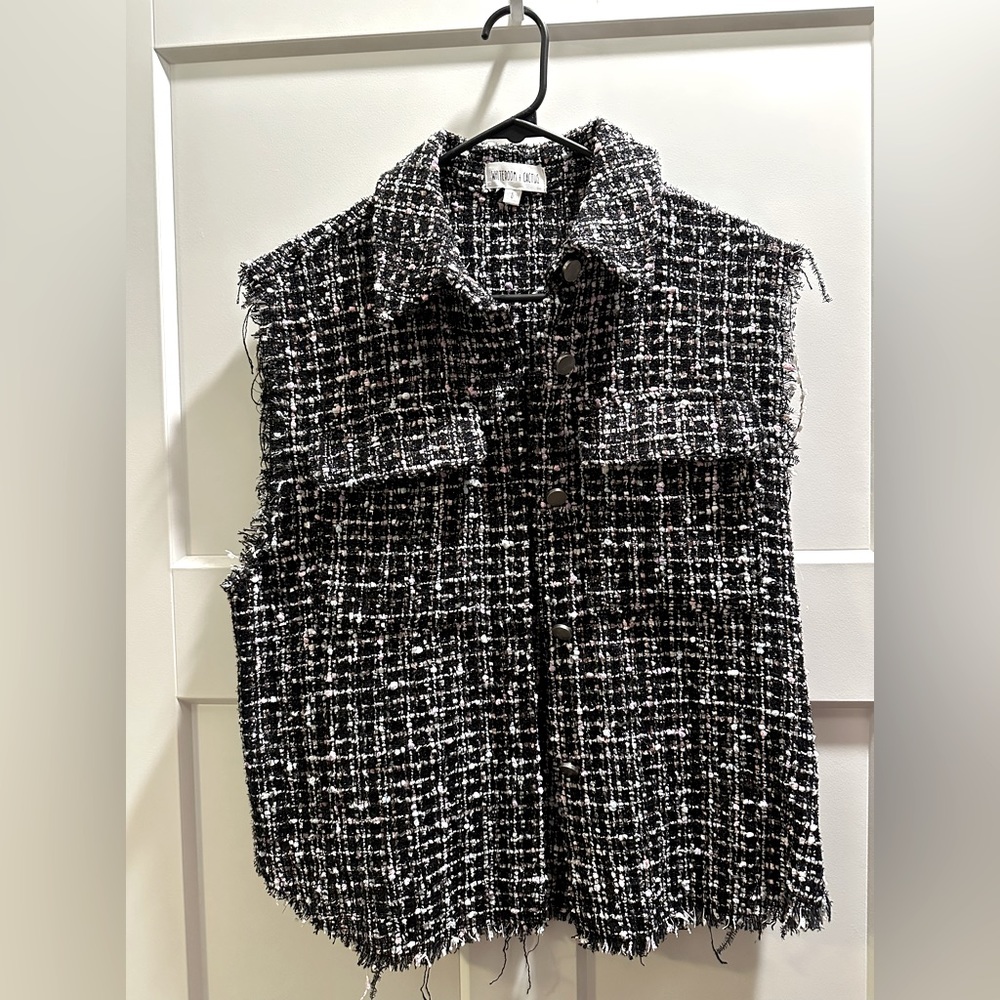 Black and Pink Oversized Vest